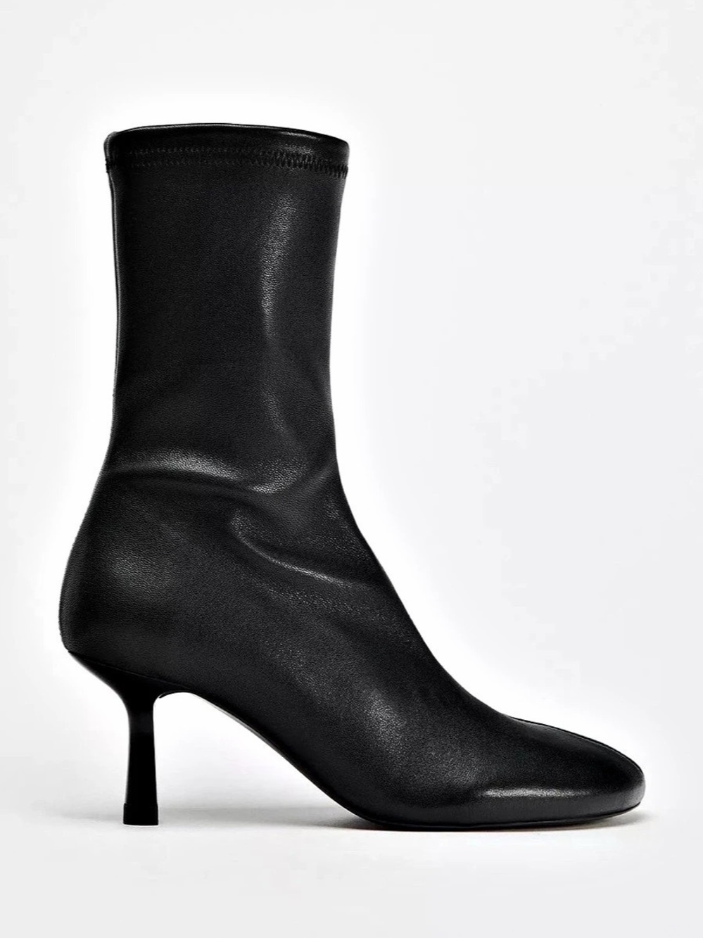 Zara Leather Sock Boots Black